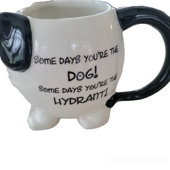 MUD PIE dog puppy coffe cup mug SOME DAYS YOU'RE THE DOG SOME‎ DAYS THE HYDRANT - Picture 2 of 3